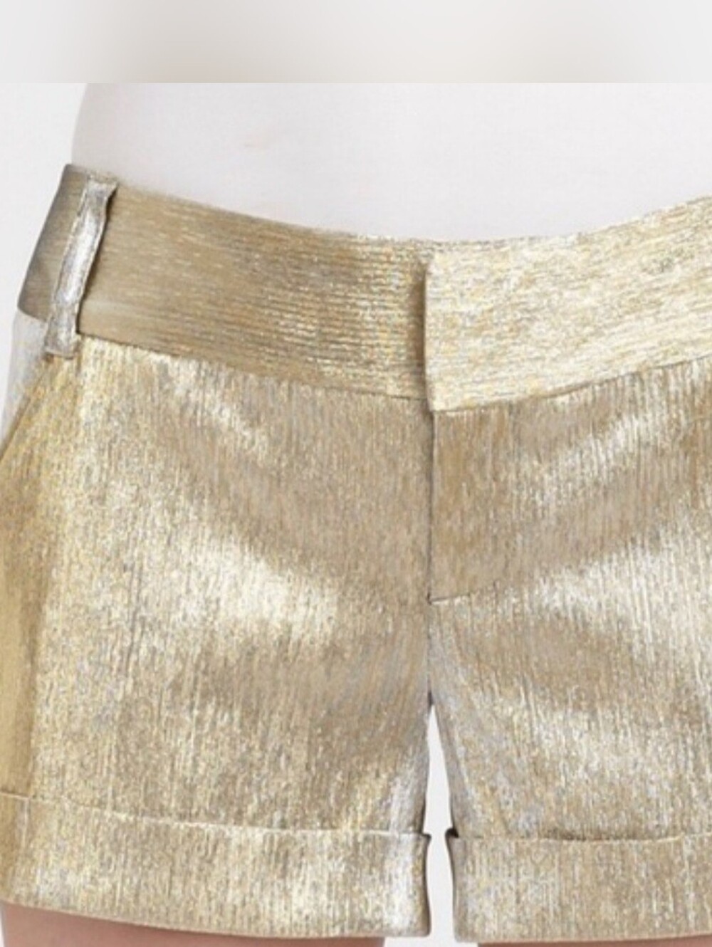 Alice + Olivia Gold Metallic Shorts Womens Size 6 Cuffed